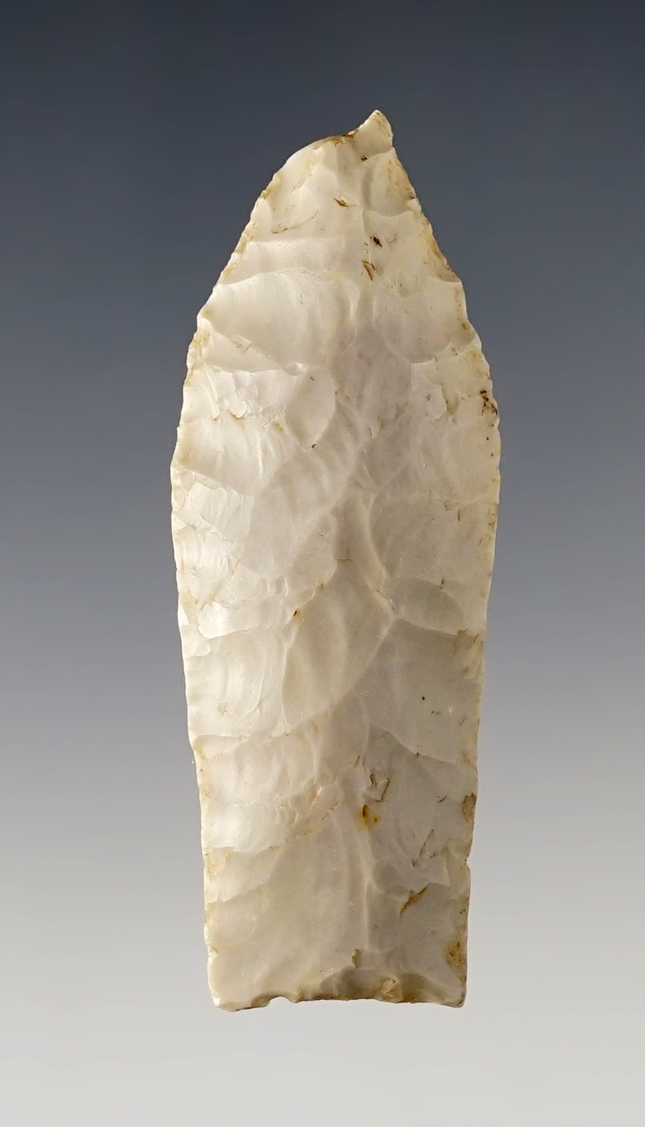 2 5/16" Hell Gap with nice grinding to the lower blade edges. Found in Nebraska. Stermer COA.