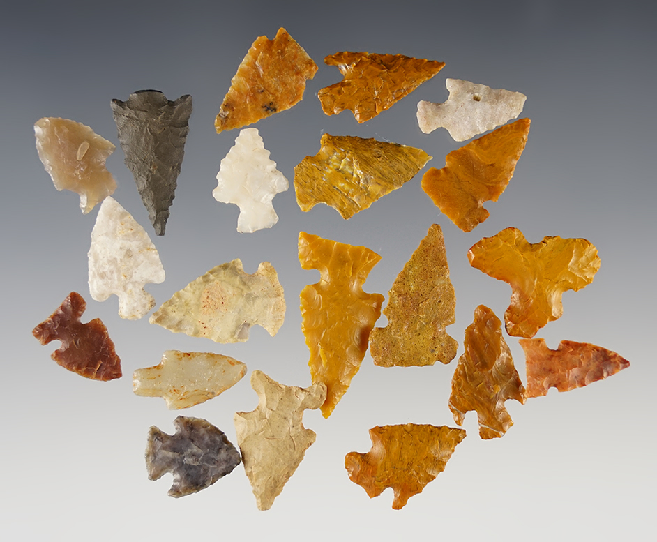 Set of 20 assorted Colorado Points that are nicely colored. The largest is 1 3/16".