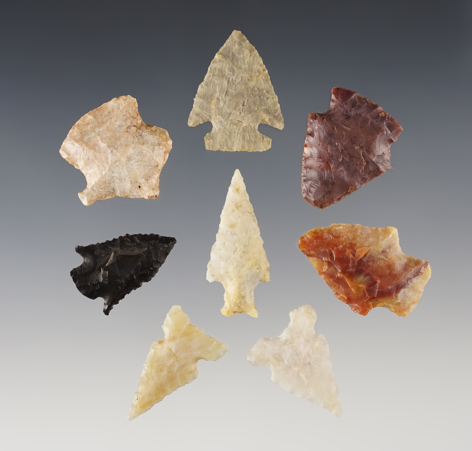 Set of 8 well made Points found by Al Cornwall in Major Co., Oklahoma in 1970-71. 