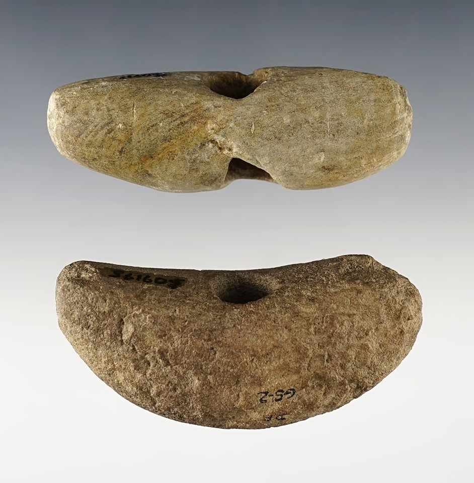 Pair of Ohio Wing Bannerstones in good condition. Both are fully drilled. The largest is 3".