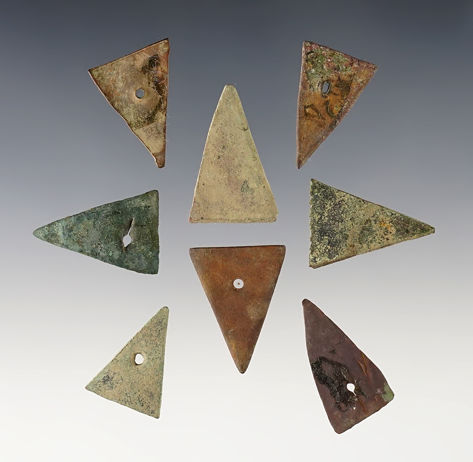 Set of 8 Kettle Points found at the Townley-Read Site, Geneva, New York, Circa 1710-1745. 