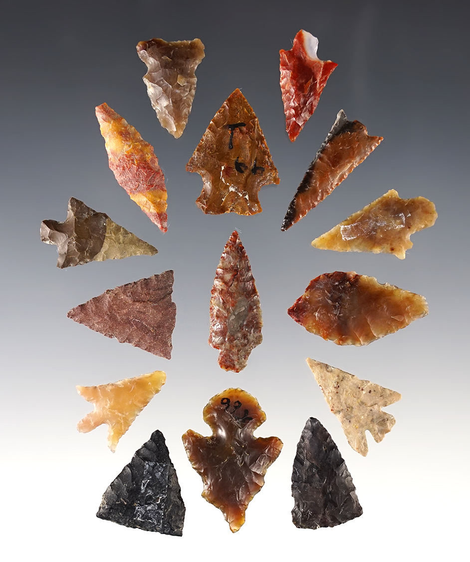 Set of 15 nicely made Points found near the Columbia River in the Washington/Oregon area. 