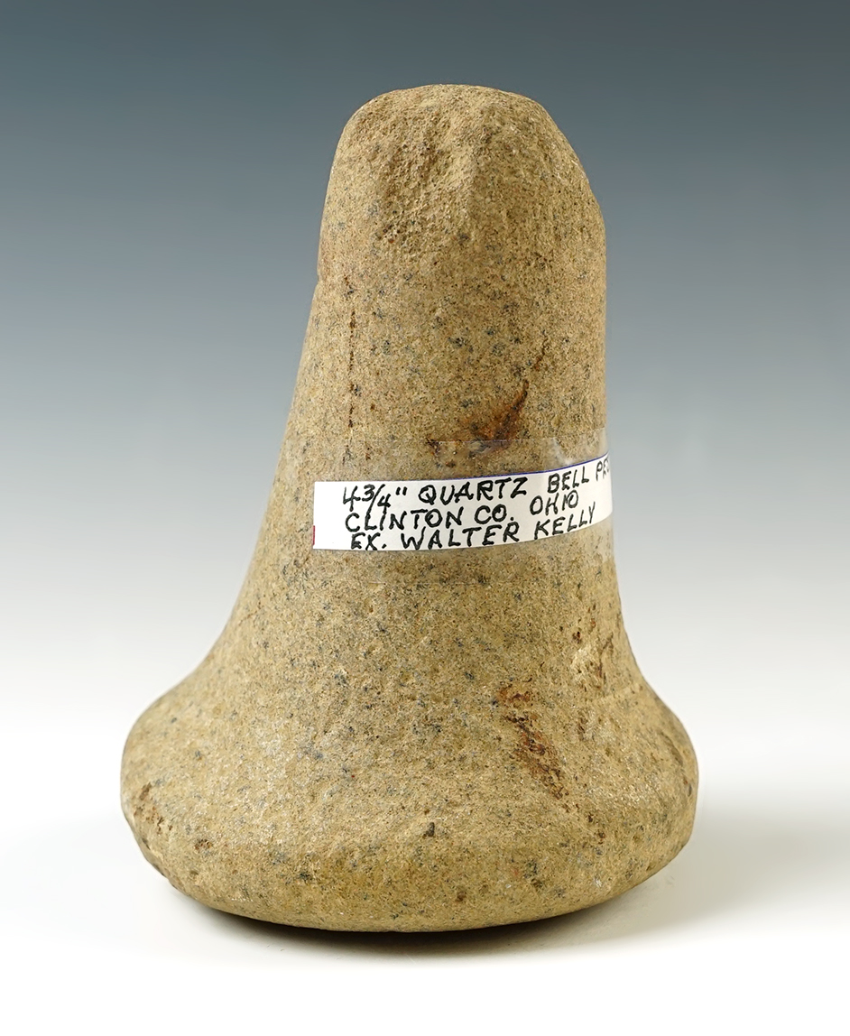 4 3/4" Bell Pestle made from patinated Quartz - Clinton Co., Ohio. Ex. Walter Kelly.