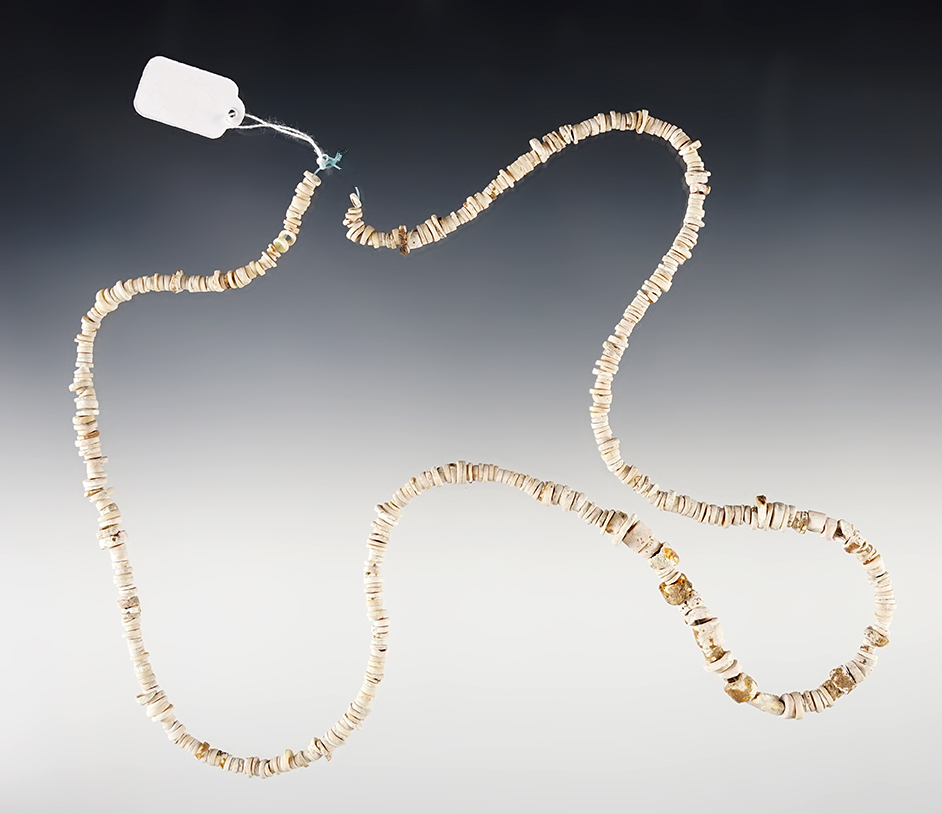 22" Strand of Shell Beads found in Tennessee. Ex. David Huff collection.