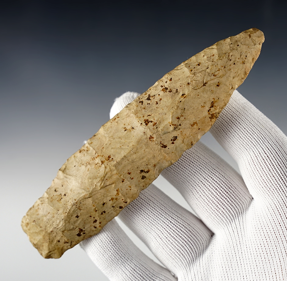 Large 5 1/4" Stemmed Knife with some grinding to the stem area. Ohio/Indiana area.