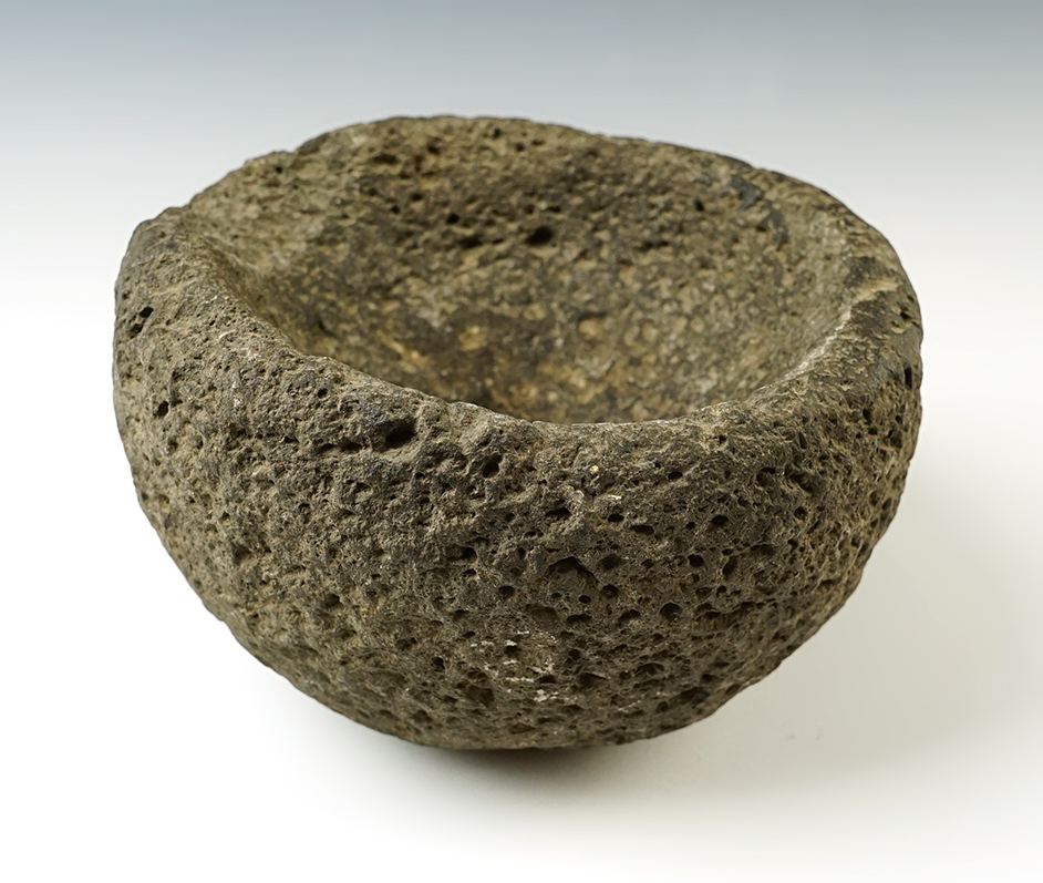 Nice 4 1/8" tall x 6" wide Stone Bowl found in St. Clair Co., Illinois.