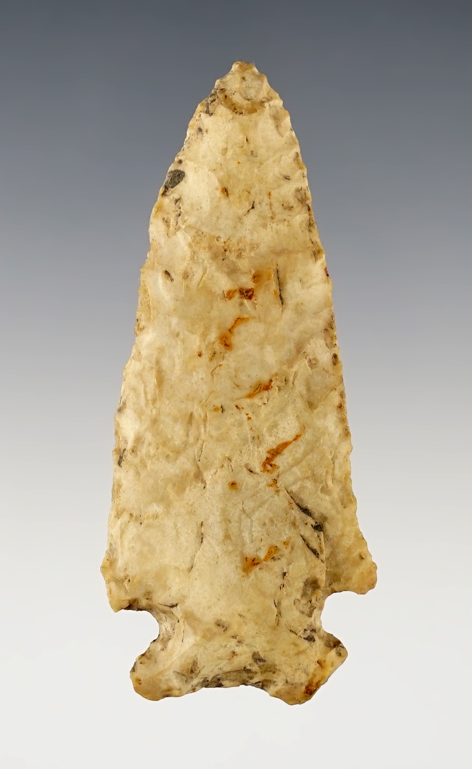 2 13/16" Archaic Cornernotch found in the Indiana/Illinois area. Made from nicely patinated Chert.