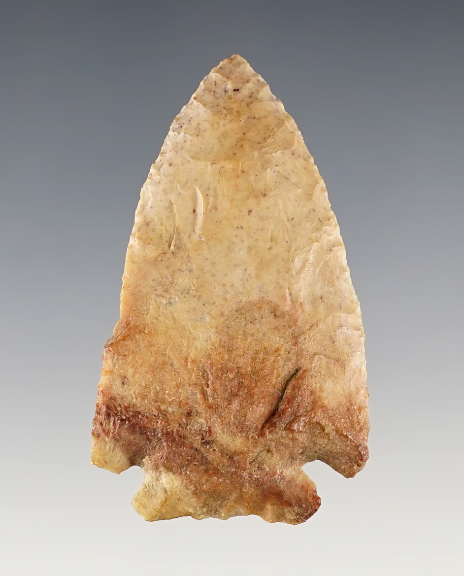 2 1/4" Micronotched Point made from Burlington Chert. Ex. Meri Jayne Estate out of San Francisco.