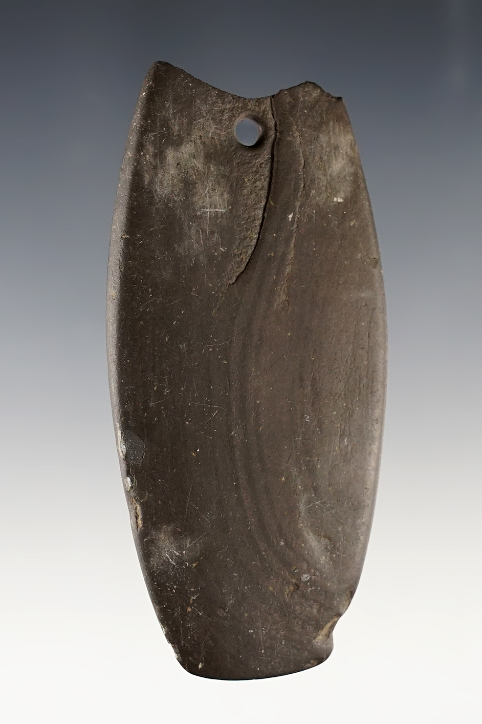 3 5/16" Pendant found in Lake Co., Indiana. Slight ancient damage to the top. Ex. Earl Townsend Jr. 