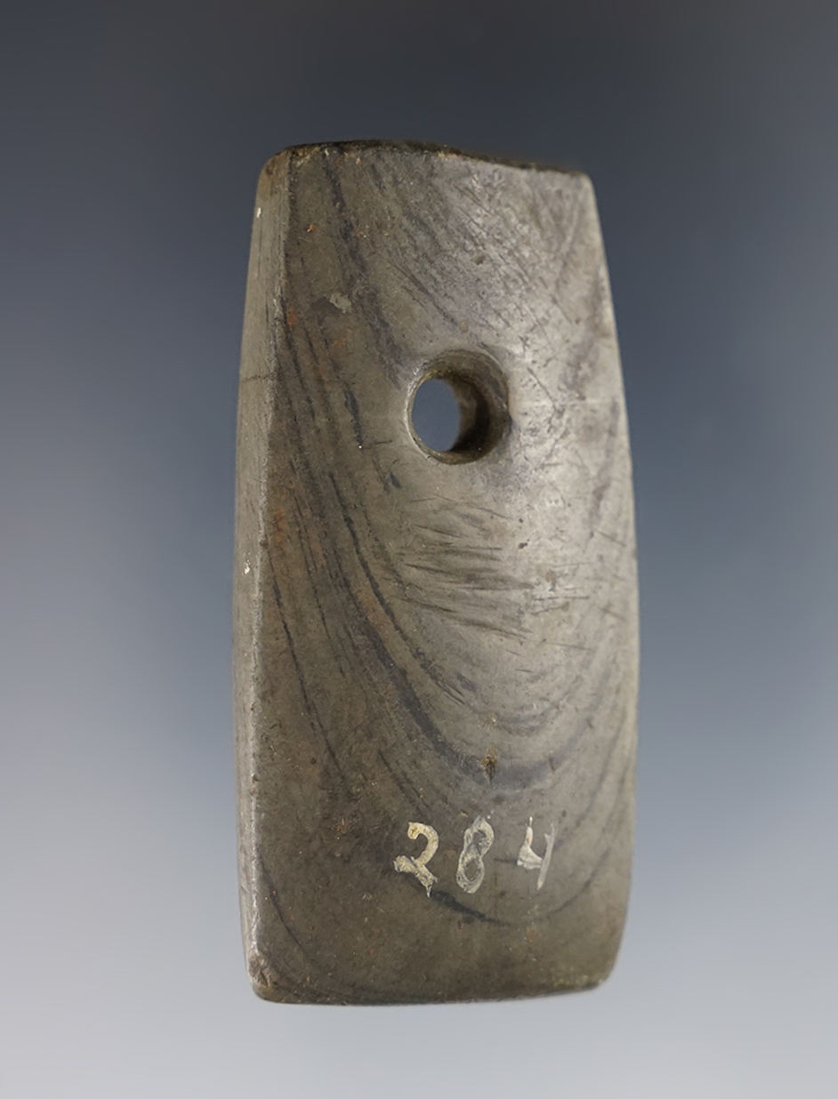 2 3/8" Miniature Trapezoidal Pendant made from beautifully banded Glacial Slate. Ohio.