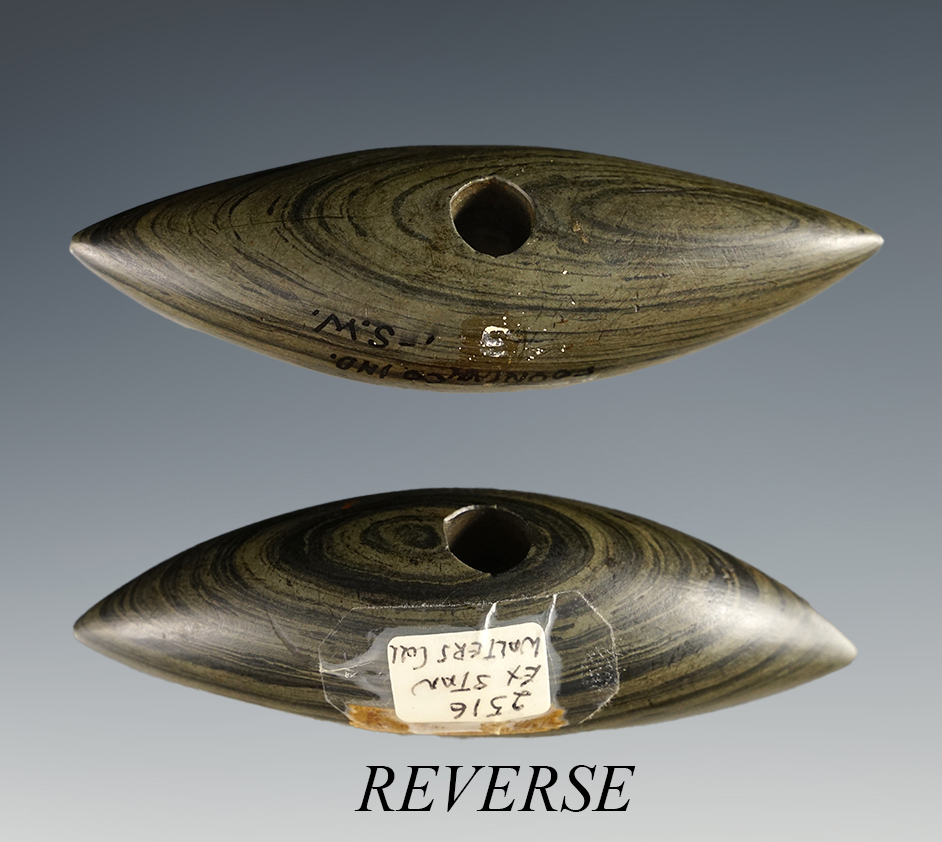 Classic style 4 3/16" long Pick Bannerstone in perfect condition. Fountain Co., Indiana. 