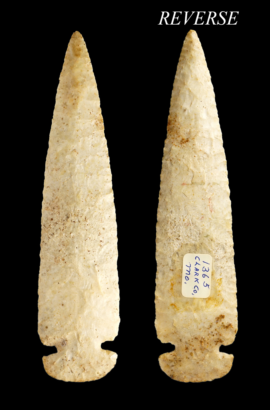 6 3/16" beautifully patinated and well flaked Dovetail in excellent condition. Clark Co., Missouri. 