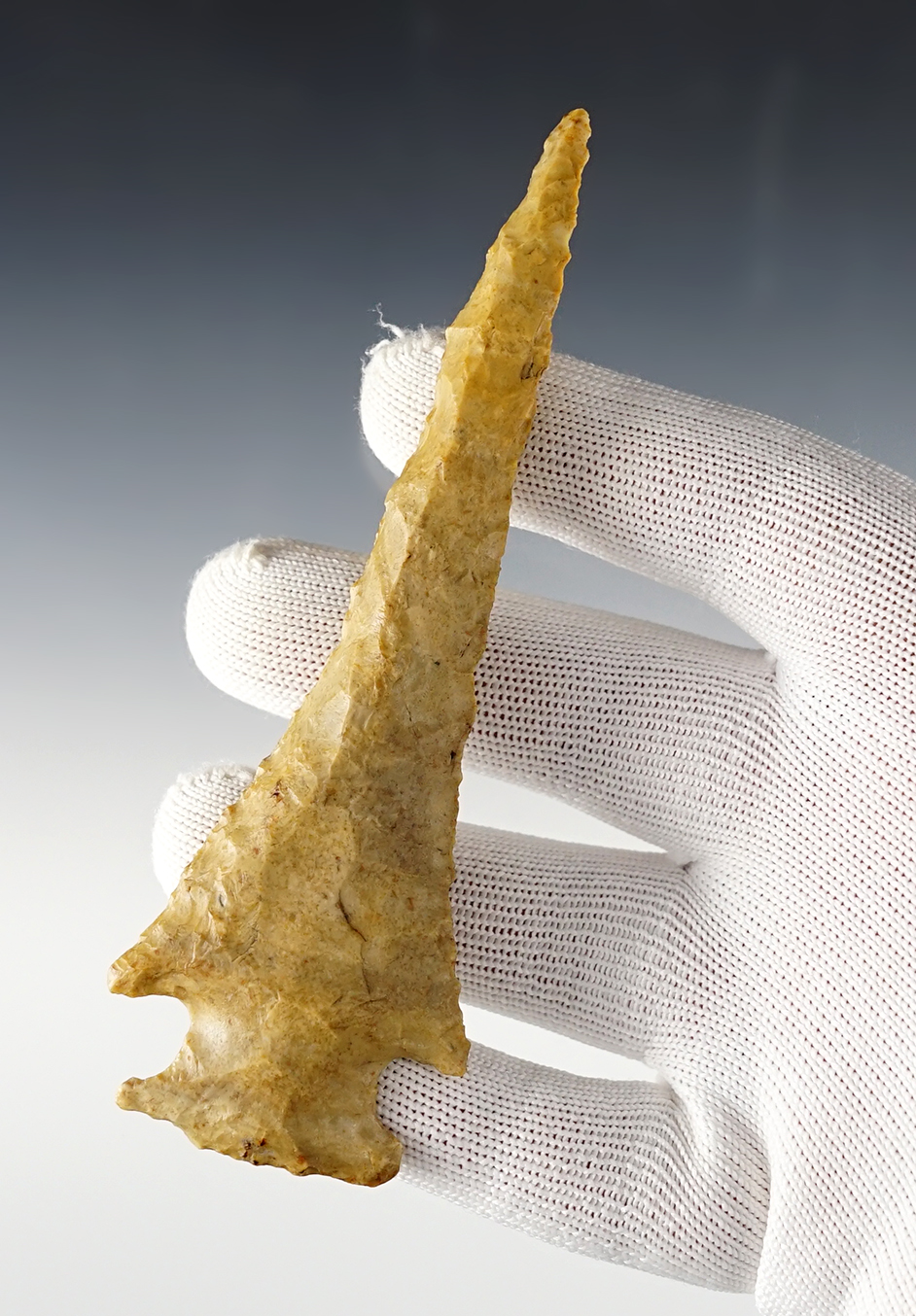 Steeply beveled 4 7/8" Cornernotch - White Co., Illinois. Perino COA. 