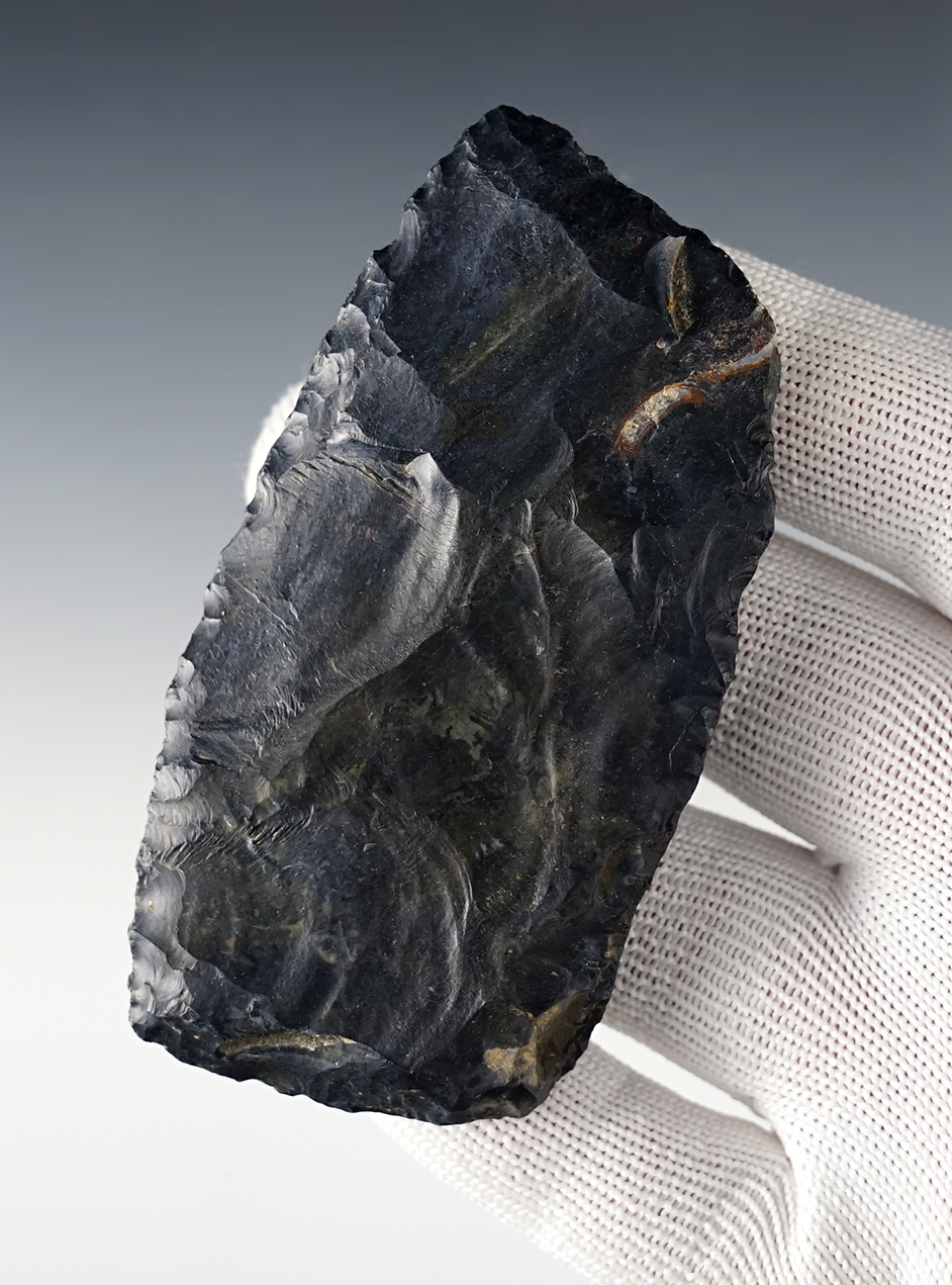 3 1/2" Paleo Square Knife found in Hardin Co., Ohio. Well made from Coshocton Flint. 