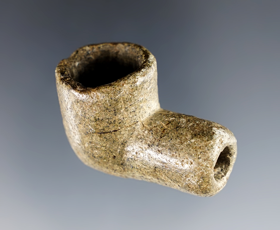 1 5/8" Miniature Elbow Pipe made from Steatite. Found in the Ohio area. 