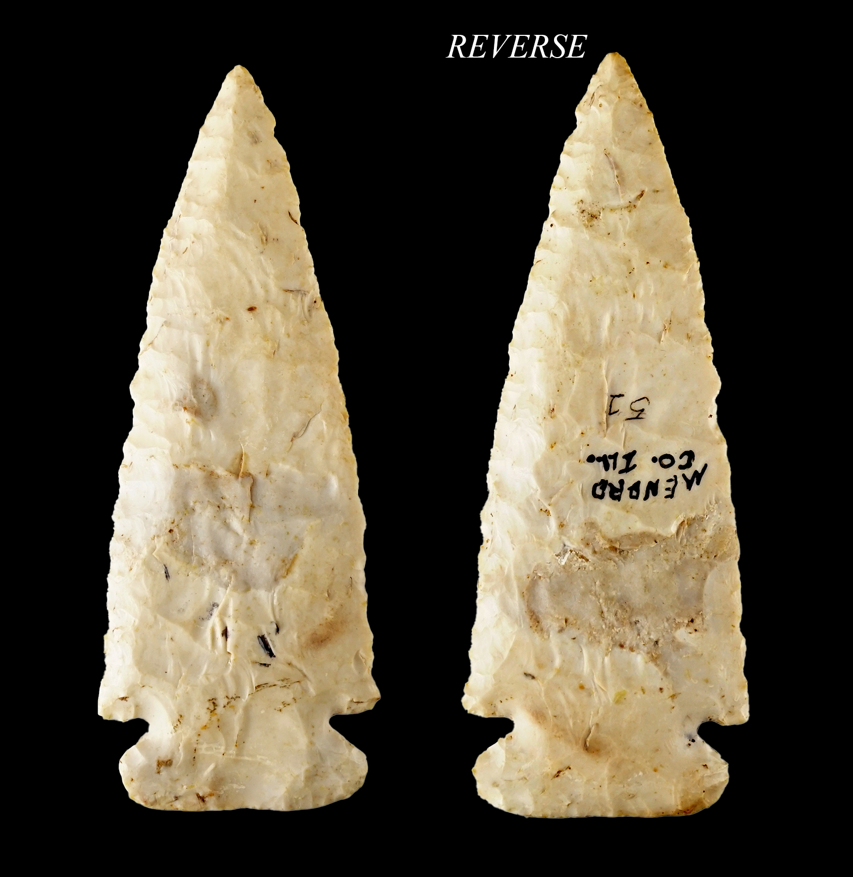 3 13/16" well styled Dovetail that is beveled. Thin for the type. Found in Menard Co., Illinois.