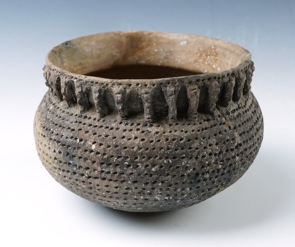 5 1/8" wide Mississippian Fully archaded Pottery Jar - Mississpi Co., Arkansas. Reassembled.