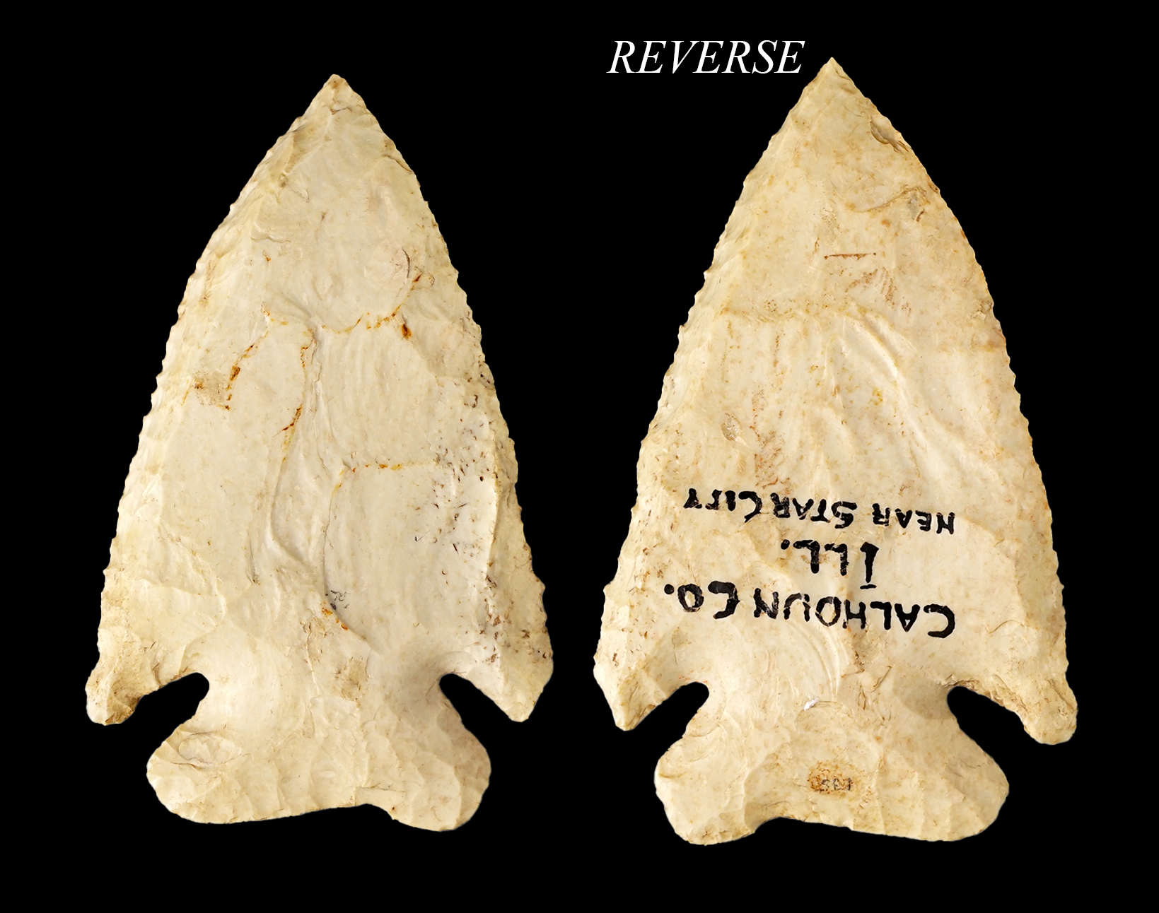 Nice! 3 9/16" Archaic Thebes Bevel found near Star City, Calhoun Co., Illinois. Very well styled.