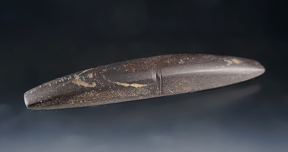 Well patinated 4 7/8" Bar Weight found in Scioto Co., Ohio. Slightly grooved around the center. 