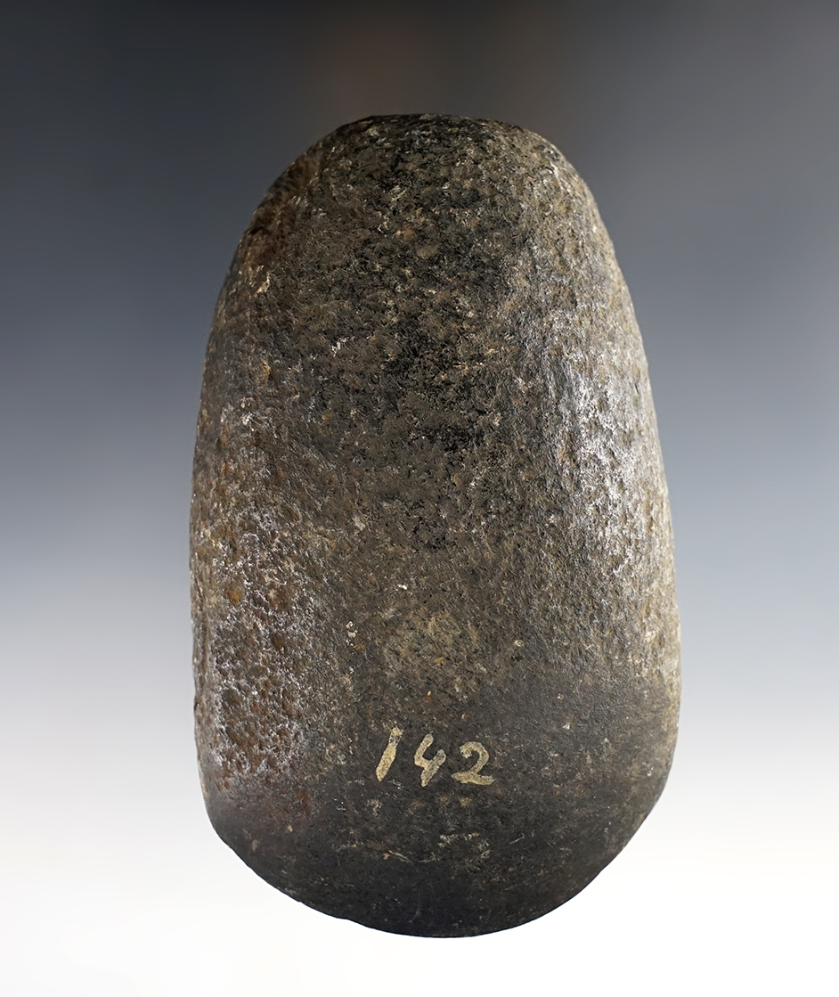 4 3/4" heavily patinated Hardstone Celt with very nice bit polish. Found in the Dayton Ohio area.