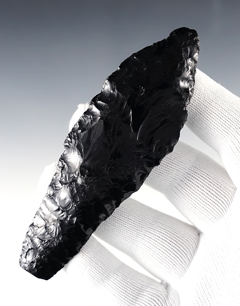 4 5/8" Paleo Cougar Mountain - Obsidian, found in the Great Basin area. 