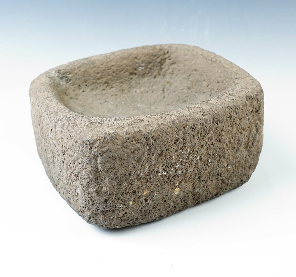 Well crafted 6" long by 5 1/4" wide square Stone Medicine Bowl. Yavapai Co., Arizona. 