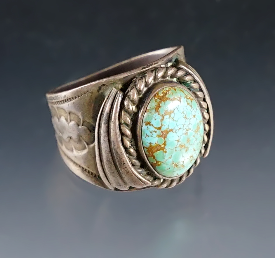 Vintage Southwestern Turquoise Ring with makers mark. 