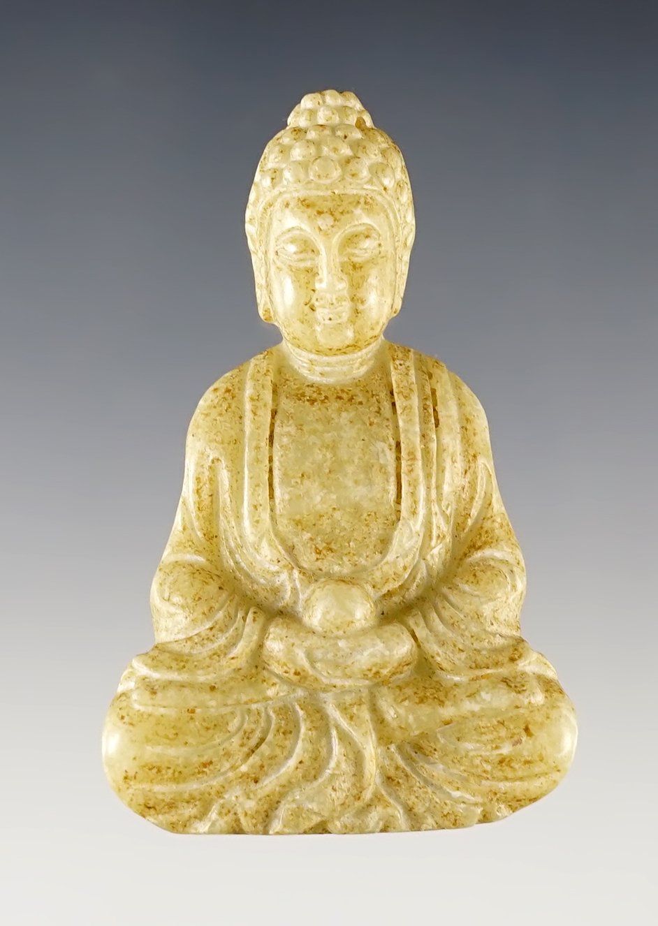 2 7/16" tall heavily patinated Jade Carving that is highly detailed, recovered in Southeast Asia. 