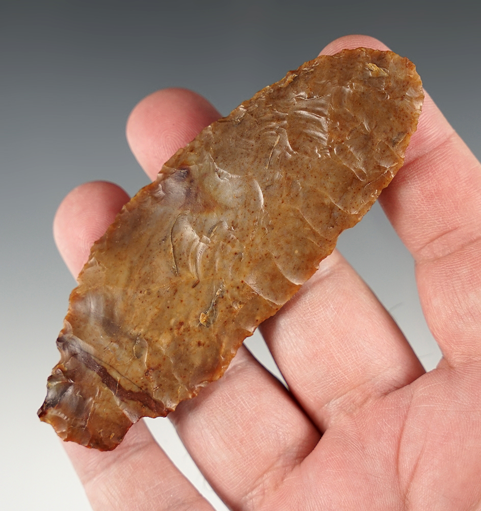 3 7/8" Stemmed Knife. Made from Silicified Wood and found in Umatilla, Oregon.