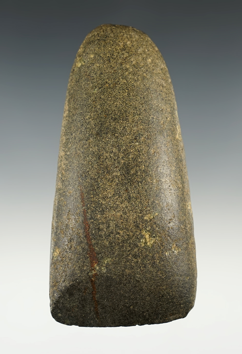 4 7/16" Hardstone Celt found in Ohio. Nice overall polish and a good bit. Ex. Doug Hooks