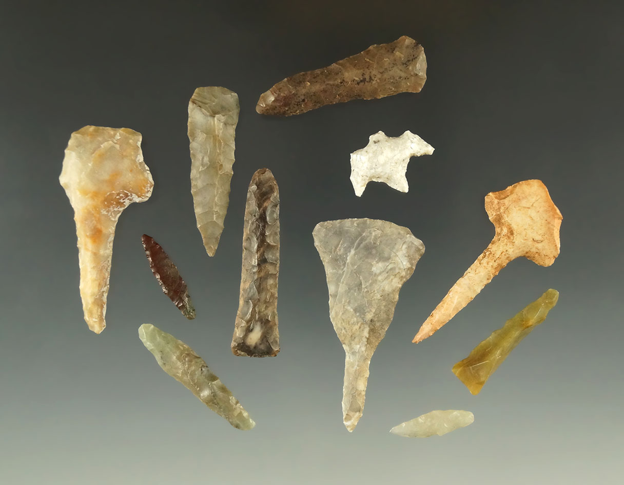 Set of 11 Drills and Tools found in the Great Basin area, largest is 1 3/4".