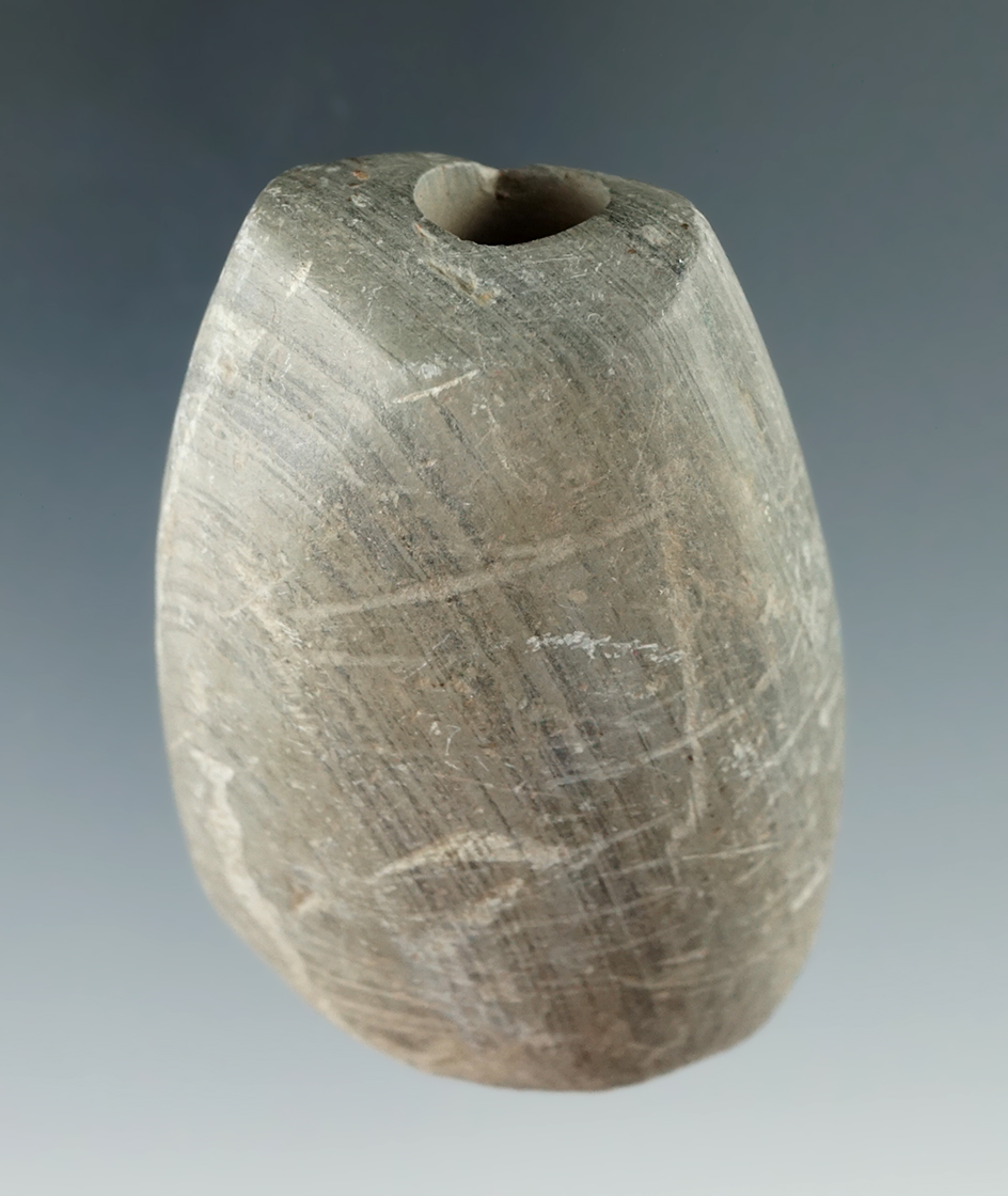2 5/16" Banded Slate Bannerstone found in Hardin County Ohio by H. Arden Searson.