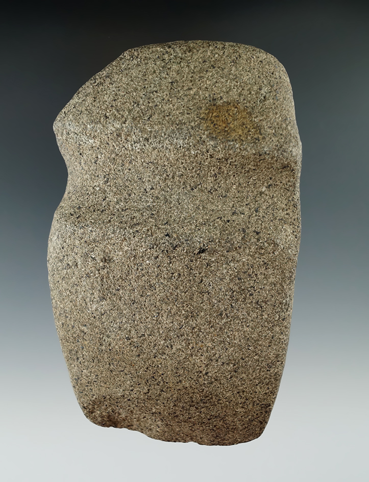 5 1/8" long 3/4 grooved hardstone axe with some ancient damage at the bit area. Ohio.