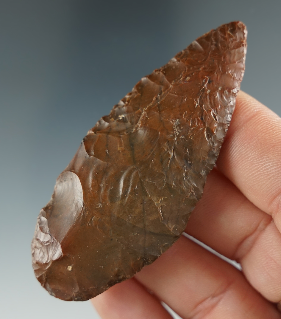 2 13/16" Columbia River Knife made from brown Agate. Found near the Columbia River, OR.