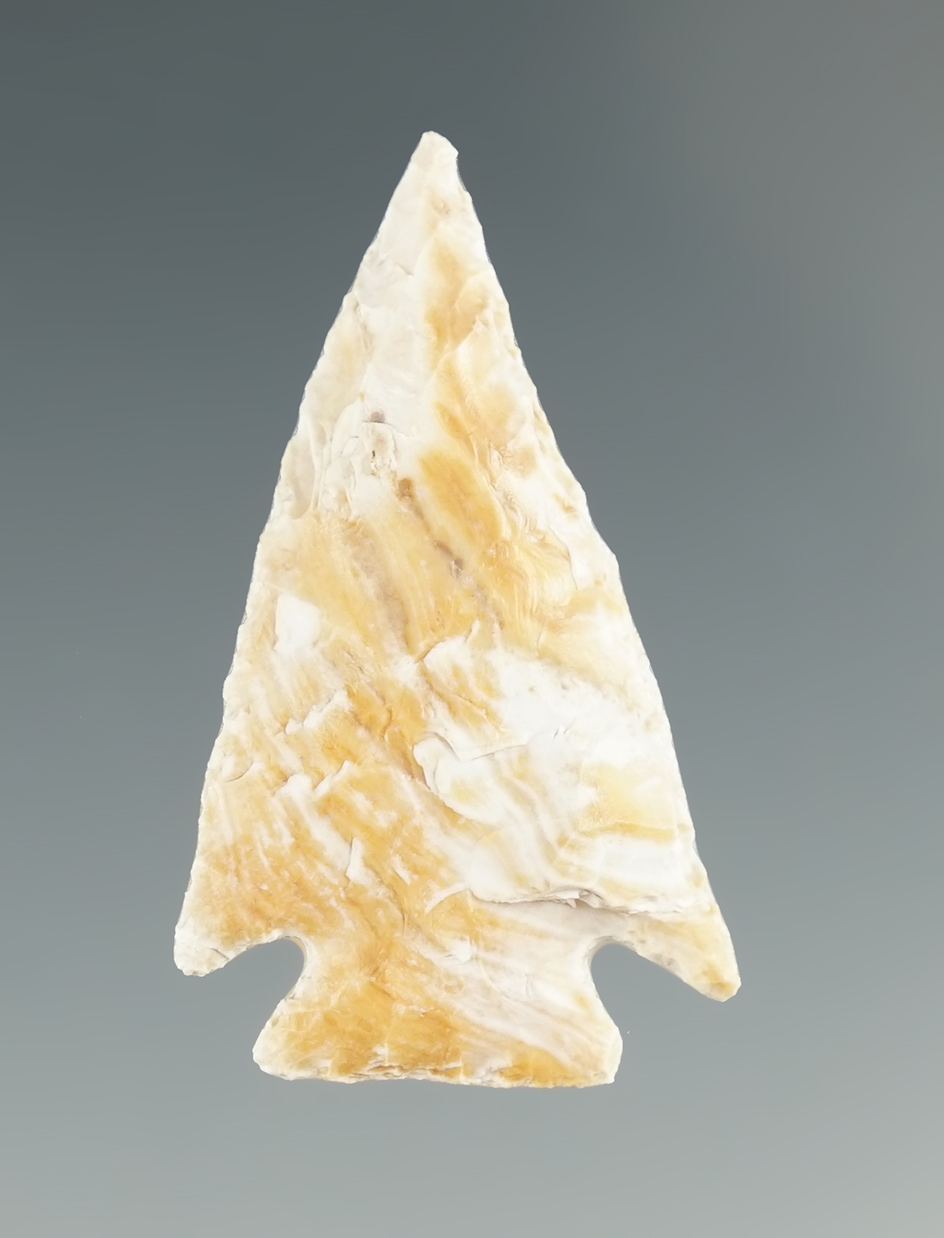 1 3/8" Hendricks Point made from yellow and white Agate. Columbia River, OR. Pictured!