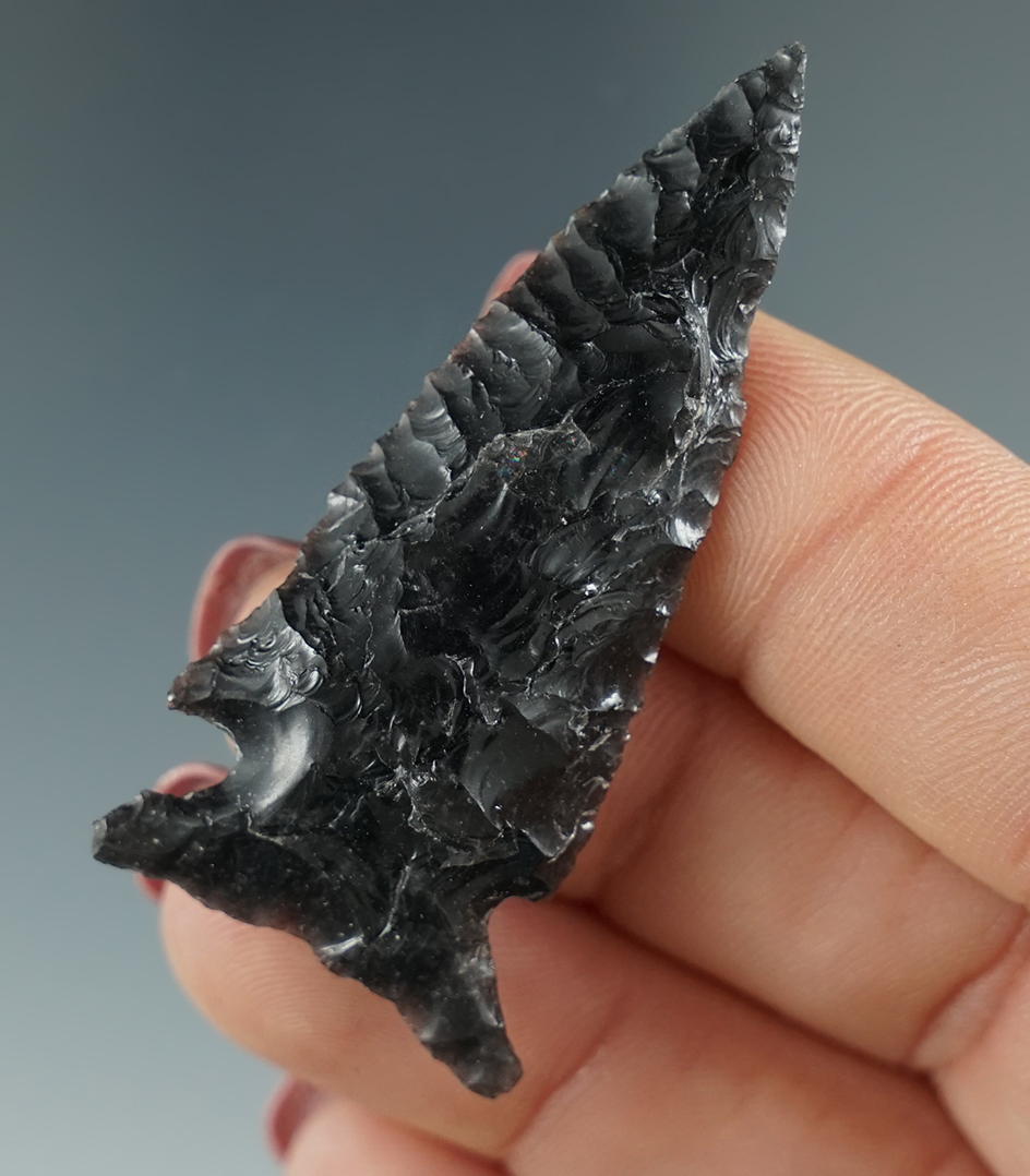 2" Diagonal Notch made from Obsidian. Found in the Great Basin, OR.