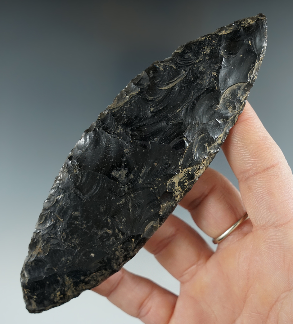 5 3/8" Bi-point Knife made from black Obsidian. Found in the Great Basin, OR.