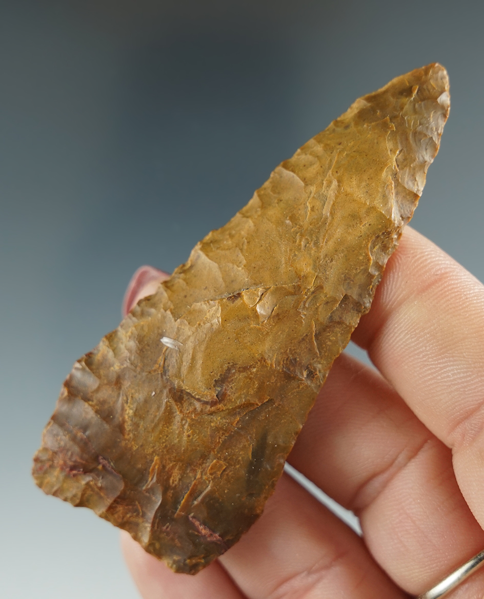 2 7/8" Plateau Pentagonal Knife made from yellow and brown Jasper. Columbia River, OR.