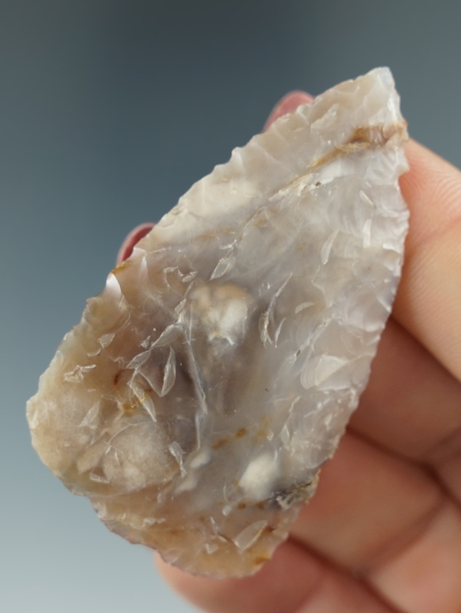 2 1/4" Columbia River Knife made from translucent caramel Agate. Columbia River, OR.