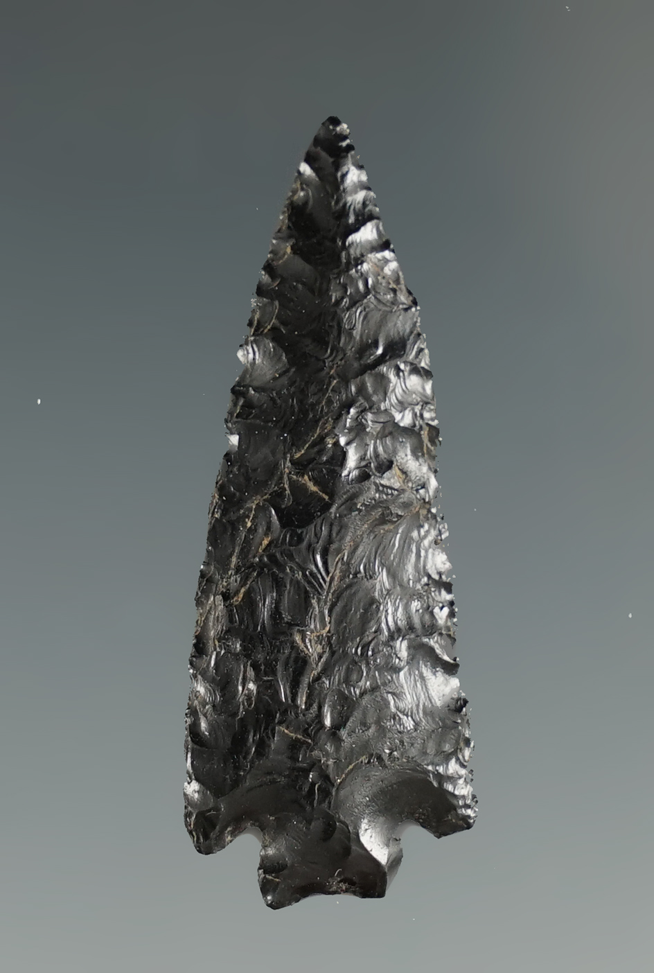 1 7/16" Diagonal Notch made from black Jasper. Found near the Columbia River, OR.