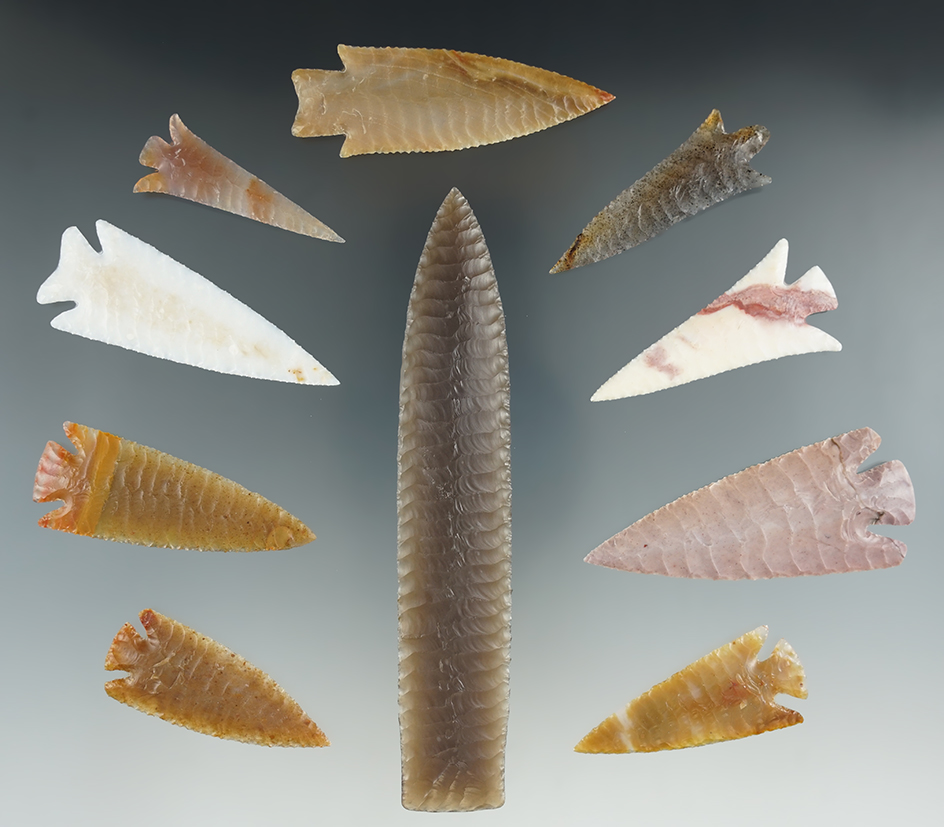 Ten Points by the late Jim Hopper, Master Flint knapper from OR. Largest is 4 7/8".