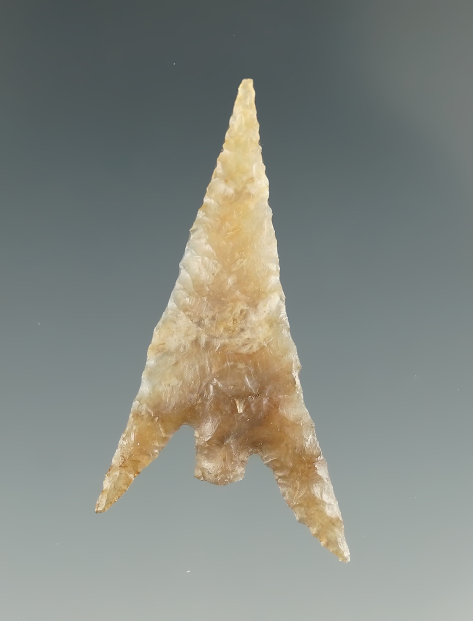 1 3/8" Gunther Barbed made from translucent light brown Agate. Found in Southern OR.