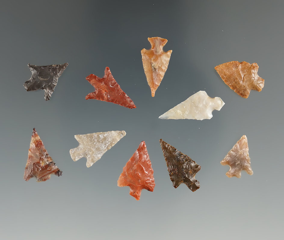 Ten Columbia River "Micro" Points. Longest is 3/4". Found near the Columbia River, OR.