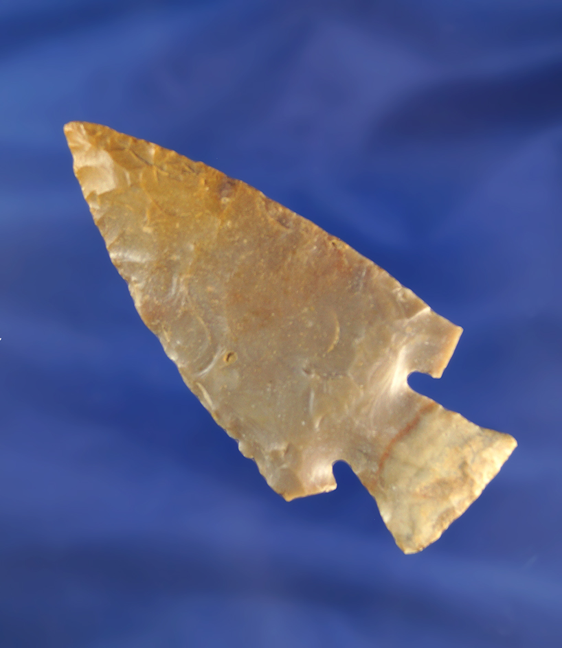 Beautiful stemmed point made from Boyles chert that is 2 7/8" long found in Kentucky.