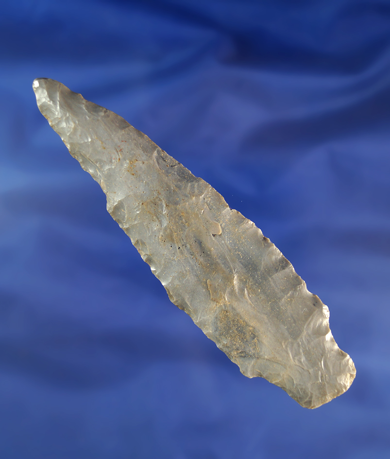 4 7/8" large Stemmed Adena Knife made from hornstone found in Kentucky.