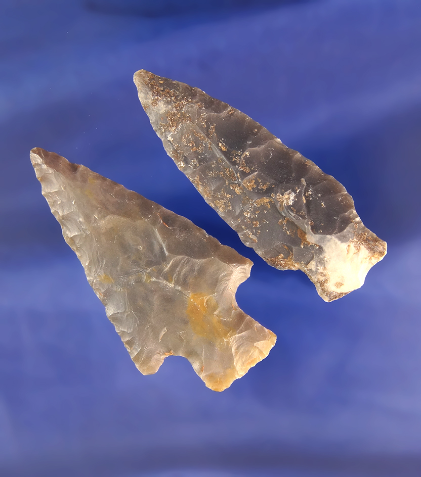 Pair of well flaked dart points found in Kentucky. Largest is 2 3/16".