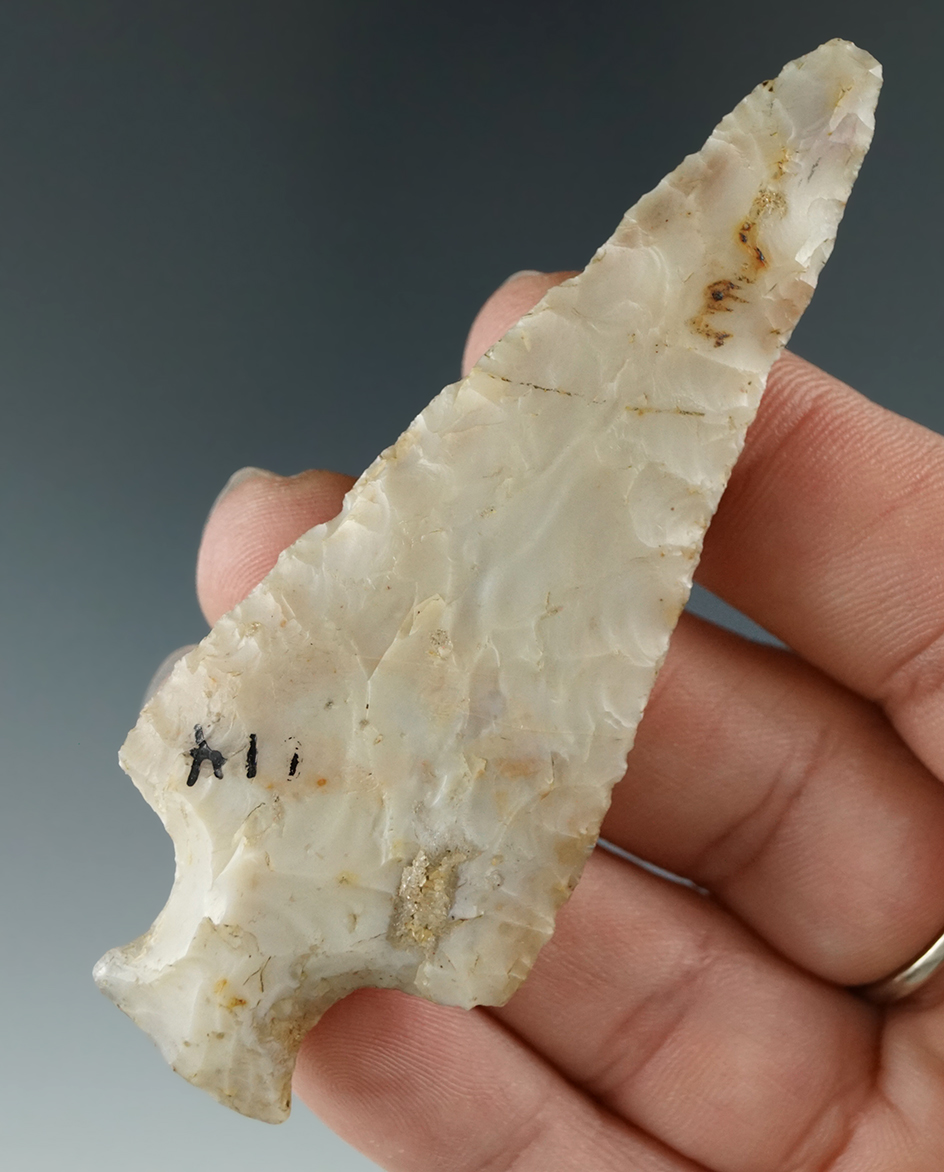 3 3/16" Ashtabula made from Flint Ridge Flint found in Ashland Co.,  Ohio. Ex. Converse.