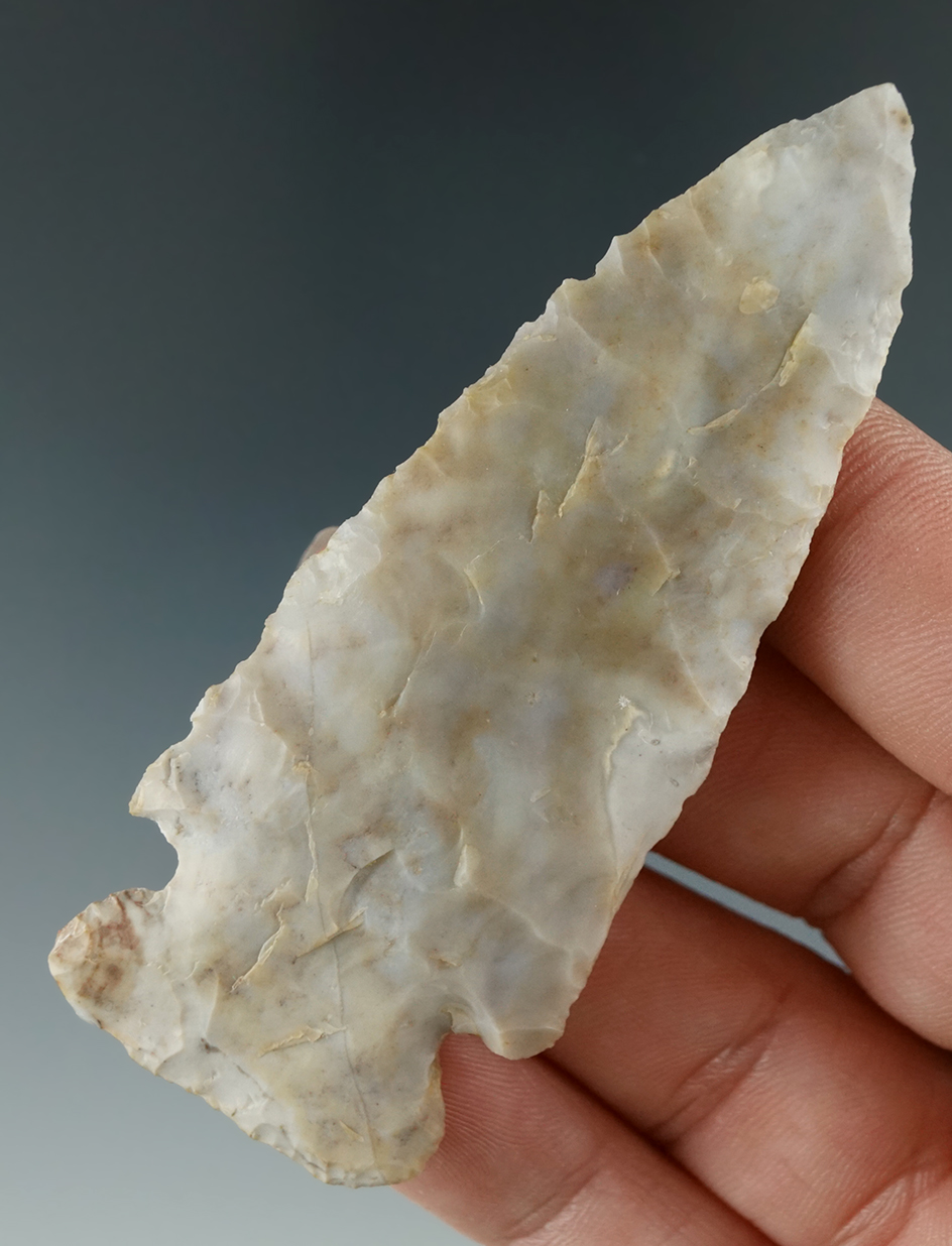 3 1/8" Kirk Cornernotch made from attractive Flint Ridge Flint found in Richland Co.,  Ohio.