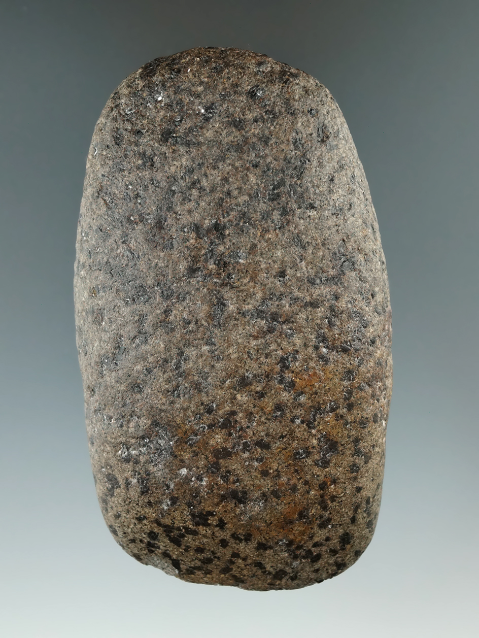 4" speckled granite Celt found in Knox Co.,  Ohio. Ex. Hooks collection.