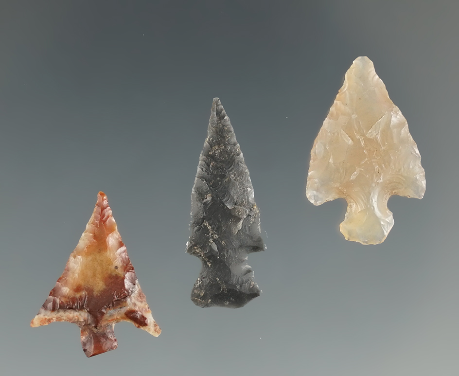 Set of three Columbia River Gem points in very good condition from the collection of Jim Hogue.